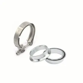 1st-racing 728653486827 3.5 Inch Aluminum Flange O Ring Stainless Clamp V Band For Exhaust Intake Pipe