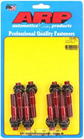 100-0602 Arp Blower Studs Break-away Aluminum Red 12-point Nuts 7/16 Inch Dia 2.5 Len