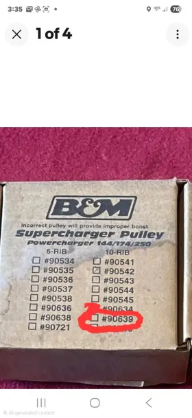 10-rib B&m 3.3/4 New Oem Weiand 142 144 177 / 162 174 Supercharger Inch Pulley