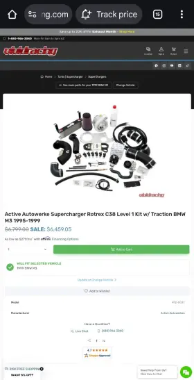 12-003t Bmw #12-003t Active Autowerke Supercharger Rotrex C38 Level 1 Kit With Traction M3 1995-99