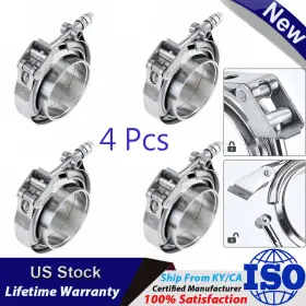 12001021 Qianghan 4pcs 3 Inch Steel V-band Bolt Clamp Kit Male/female For Turbo
