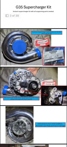 2e128-050 Vortech G35 V-2 Supercharger Kit. Includes All Supporting Mods