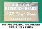 Air Flow Research Heads Street - Vintage Original Foil Decal Sticker Used. Price: $5.03.